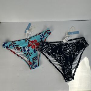 Bundle Of TWO (2) Tropical Bikini Bottoms By Cupshe Size Medium NWT Bathing Suit